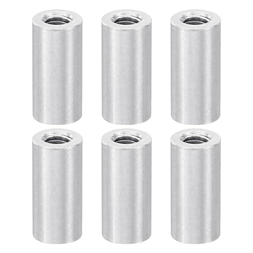 Image of PATIKIL 6pcs M3 Metal Threaded Standoff Spacer Nuts, Round Aluminum Spacers Female Coupling Screws, 1/8" ID x 3/16" OD, Silver 3x5x10mm