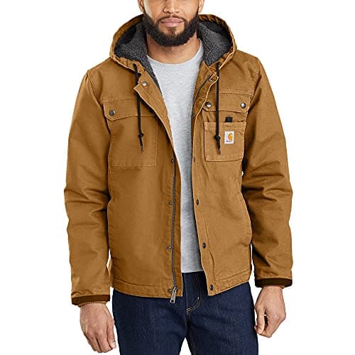 Image of Carhartt Men's Relaxed Fit Washed Duck Sherpa-Lined Utility Jacket, Carhartt® Brown, L