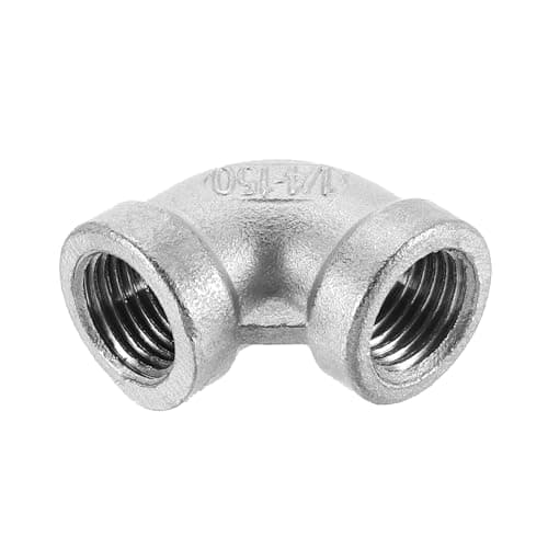 Image of sourcing map 1 Pcs 1/4" PT Female 90 Degree Elbow Stainless Steel Water Pipe Fittings Air Hose PVC Tube Cast