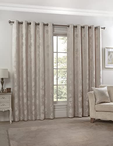 Image of Emma Barclay – Fully Lined Curtains for Bedroom Living Room Jacquard Eyelet Two panel Floral Curtains Blossom Collection (66” x 90” Inch)(Colour)