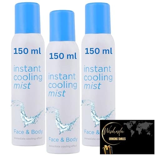 Image of Wishesla Face Mist Spray Hydrating Bundle 3 x 150ml, Cooling Spray for Face and Body, Chemical-Free Refreshing Mist, Pure Water Formula, Immediate Relief in Hot Weather, Includes Thank You Card