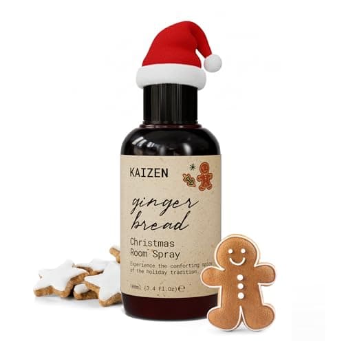 Image of Kaizen Gingerbread Christmas Tree Room Spray – Warm & Spicy Holiday Scent with Clove, Cinnamon & Ginger – Bring the Aroma of Christmas Baking Home – Long-Lasting, Natural Room Fragrance, 100ml