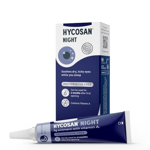 Image of Hycosan Night - Soothing Relief and Protection Against Dry, Tired and Burning Eyes While You Sleep - with Vitamin A and Preservative Free - 300 Applications