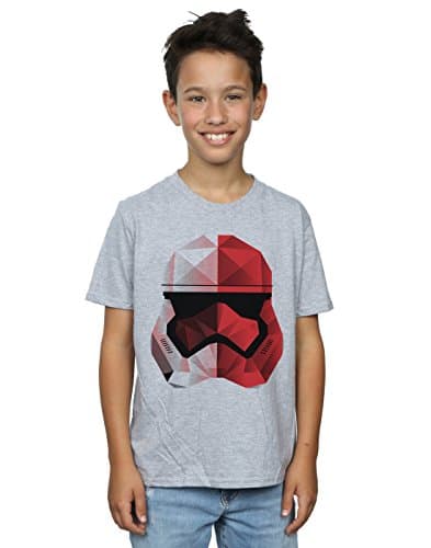 Image of Star Wars Boys The Last Jedi Stormtrooper Red Cubist Helmet T-Shirt 9-11 Years Sport Grey