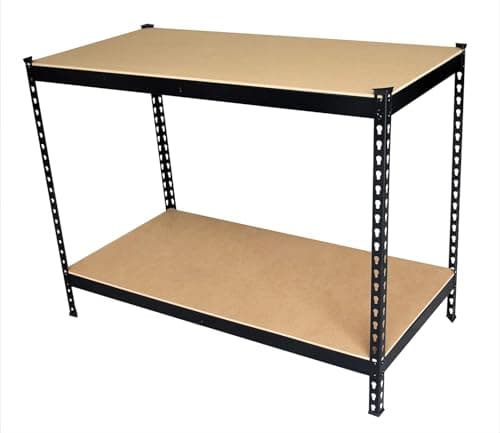 Image of HH Home Hut Heavy Duty Garage Workbench - Ideal Workshop Table with Storage Shelving DIY Tools, Durable Racking Workshops Work Benches for Garages Shed Workshops 1200mm x 600mm x 900mm 200kg Load