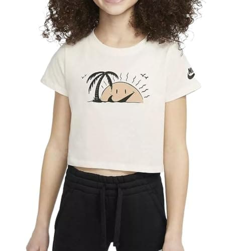 Image of Nike White T-Shirt Girl Swoosh, white, 8-10 Years