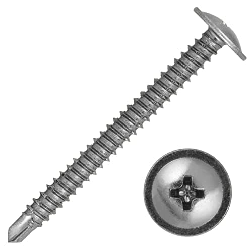 Image of (20, 4.8 x 100mm) Baypole Screws Self Drilling PH2 Wafer Head Fully Threaded Bright Zinc Plated For Joining uPVC Bay Window Sections and Conservatory Frames