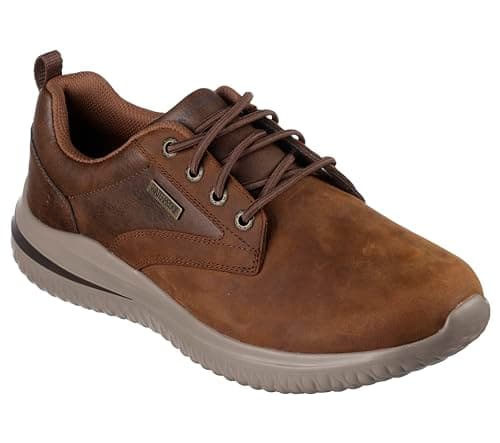 Image of Skechers Men's Delson 3.0 Glavine Slip-On Sneakers, Dark Brown Leather, 8 UK