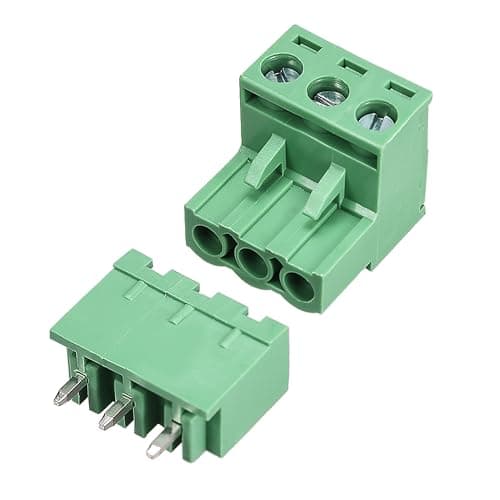 Image of TA-VIGOR 3 Pin 5.08mm Pitch PCB Screw Terminal Block Set, Male and Female Connector Blocks Electrical, 300V 15A, Green, 5 Sets