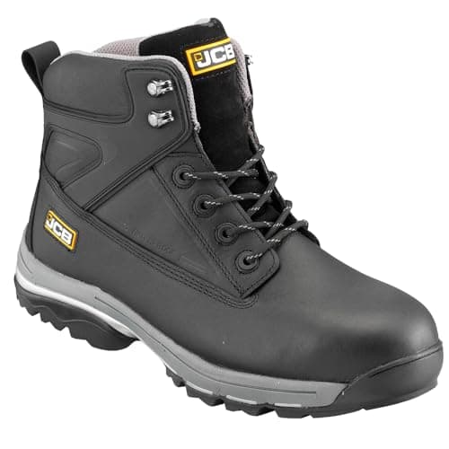 Image of JCB - Unisex, Womens Boots/Mens Boots - Leather Fast Track Safety Boots - Chukka Boots - Black - Men's and Ladies Size 8