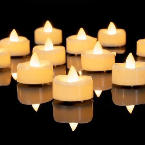 Image of AMAGIC 24 Pack LED Tea Lights Flameless Candles Battery Operated, Last 150+ Hrs Flickering Tea Lights, Warm White Tealight Candles for Christmas Weddings, Dia 3.8CM x H 3CM