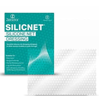 Image of Silicnet Silicone Net Dressing Non-Adherent, Flexible, and Breathable Dressing for Delicate Skin – Ideal for Surgical Wounds 10x7.5cm 5pc