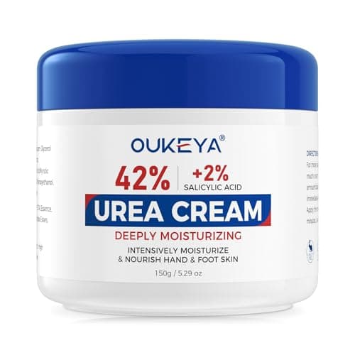 Image of OUKEYA Urea Cream 42% plus Salicylic Acid 2% New Formula, Urea Foot Hand Moisturizer for Dry Cracked Feet, Heels, Elbows, Salicylic Acid Cream for Moisturizer, Removes Corns Calluses Dead Skin
