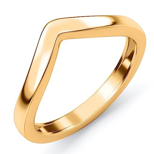 Image of TJC Wishbone Ring for Women 925 Sterling Silver 2mm V Shape Stackable Ring, Promise Wedding Band Ring with 18K Vermeil Yellow Gold Plating, Ladies Jewellery Gift Ring Size J