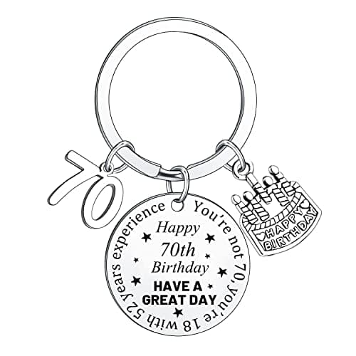 Image of BESPMOSP Happy 70th Birthday 70th Birthday Gifts for Women Men 70th Keyrings 70th Birthday Keyring 70th Present 70th Gifts for Grandma Granddad 70th Birthday Gift