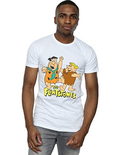 Image of Absolute Cult The Flintstones Men's Fred and Barney T-Shirt White X-Large