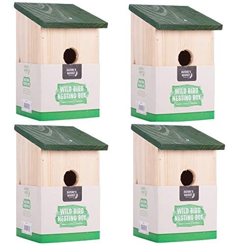 Image of 4 x Wooden Birdhouse Bird House Small Birds Blue Sparrow Robin