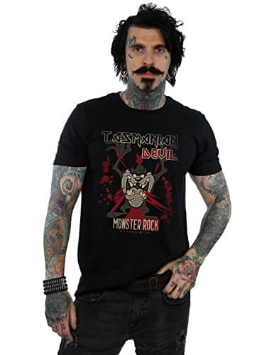 Image of Looney Tunes Men's Tasmanian Devil Monster Rock T-Shirt Black XX-Large