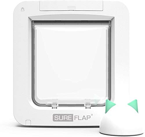 Image of Sure Petcare SureFlap Microchip Pet Door Connect with Hub, Mobile App Control, Curfew Function, For Cats & Small Dogs, Install in Doors, Windows & Walls, White, 4 x C Batteries Required, Not Included