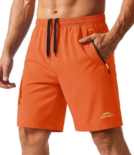 Image of TACVASEN Mens Running Shorts Breathable Workout Training Shorts with Zip Pocket Orange,38
