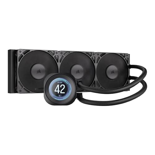Image of Corsair NAUTILUS 360 RS LCD Liquid CPU Cooler – 2.1" IPS LCD Screen, 360mm AIO, Low-Noise, Daisy-Chain, Intel LGA 1851/1700, AMD AM5/AM4 – 3x RS120 Fans Included – Black