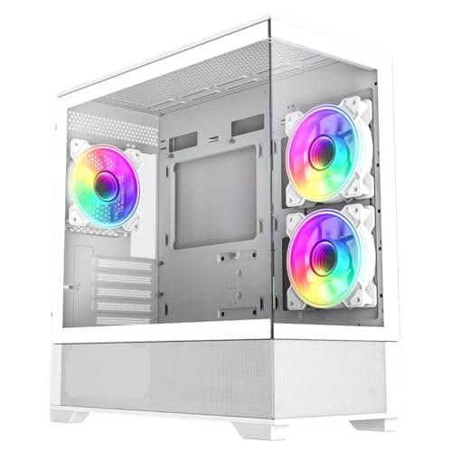 Image of GameMax Vista Mini White Dual Tempered Glass Panelling Micro-ATX PC Gaming Case with 3 x Infinity 120mm ARGB Dual-Ring Fans & GameMax V4.0 PWM ARGB Hub Included