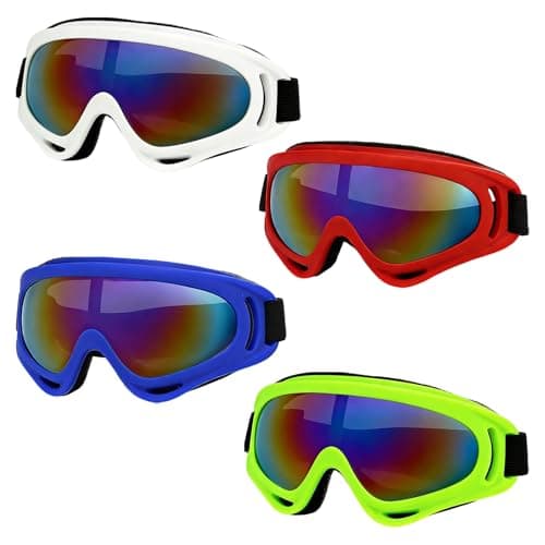 Image of Duzapku 4 Pack Bike Motorcycle Goggles, UV400 Eyewear, Motocross Helmet Glasses for Adults for Riding Dirt Ski ATV Racing Windproof & Dustproof Dirt Bike