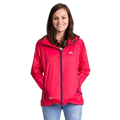 Image of Trespass Womens Waterproof Jacket Qikpac - Shell Rain Jacket, 2 Zip Pockets, Full Body Length Front Zip, Adjustable Grown On Hood, Ventilated Back Yoke, Packs Away in Pouch