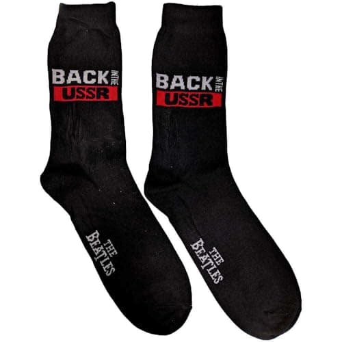 Image of The Beatles Back In The USSR Band Logo Official Unisex Black Socks UK Size 7-11 One Size