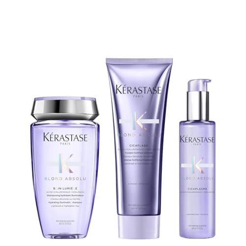 Image of Kérastase Blond Absolu, Routine to Repair Blonde Hair Including Bleached and Highlighted Hair, Contains Illuminating Hydrating Shampoo, Repairing Conditioner And Heat Protectant Serum, Trio Set