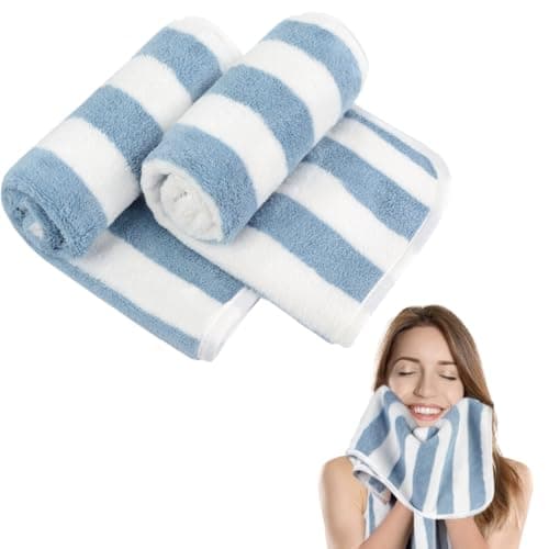 Image of KinHwa Microfibre Soft Hand Towels for Bathroom Abosorbent Small Guest Towels Thick Face Towels 30cm x 50cm Fast Drying Washcloth for Bath, Spa, Gym 2pack blue