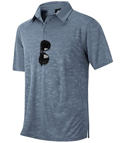 Image of ZITY Mens Polo Shirts Short Sleeve Rapid Drying Lightweight Golf Casual Printed Top Breathable Moisture-Wicking T Shirts Grey 3XL