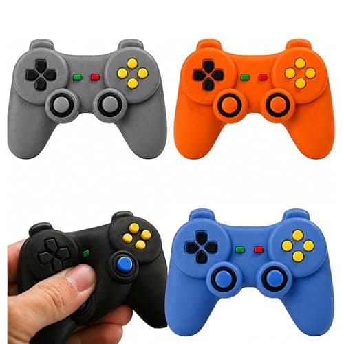 Image of Squishy Game Controller,Stress Relief Multi-pack Of 4 - Orange, Black, Grey & Blue Stretchy Sensory Fidget Gamepad for Kids & Adults, Stress Relief Squeeze Toy for ADHD & Anxiety