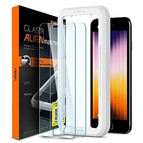 Image of Spigen 2 Pack AlignMaster Tempered Glass Screen Protector for iPhone SE 2022/2020 and iPhone 8/7