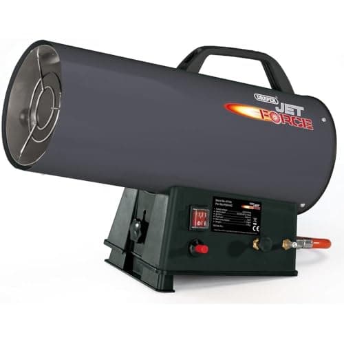 Image of Draper Jet Force Propane Space Heater | 15kW Portable Heater | 50000BTU Gas Space Heater for Workshops | 47100, Grey