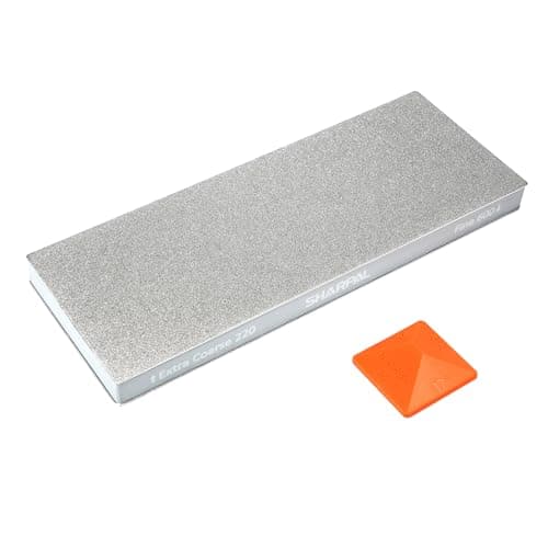 Image of SHARPAL 169H Large 8" x 3" Dual-Grit Diamond Sharpening Stone – Extra-Coarse 220 & Fine 600 Grit Monocrystalline Diamond Whetstone, Professional Knife Sharpener with Anti-Slip Pad and Angle Guide