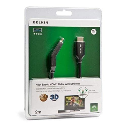 Image of Belkin 2m HDMI Cable Male/Male Dual Swivel with Ethernet Gold Plated - Black