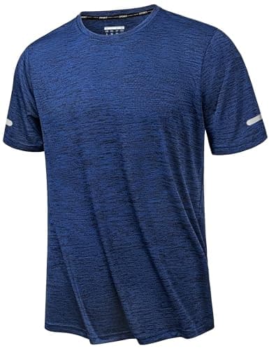 Image of KEFITEVD Men's Summer T Shirt Swimming Quick Dry Shirt Short Sleeve Lightweight Sport T Shirt for Gym,Diamond Blue,L