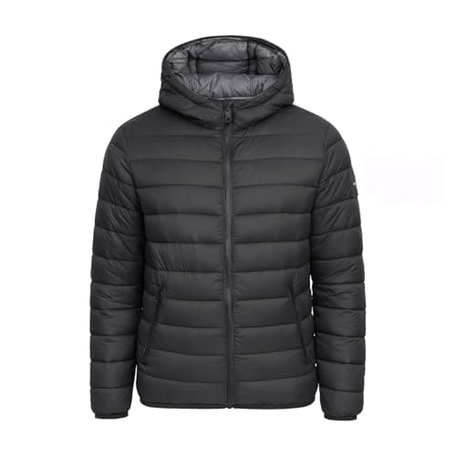 Image of Crosshatch Mens Shower Resistant Lightweight Hooded Padded Quilted Zip Pockets Winter and Summer Jacket Coat Black L