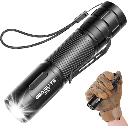 Image of GEARLITE Torches LED Super Bright, 2000LM LED Torch Rechargeable with 3 Lighting Modes, Long Battery Life, Waterproof Flashlight Zoomable for Power Cuts, Emergency, Camping, Hiking, Outdoor