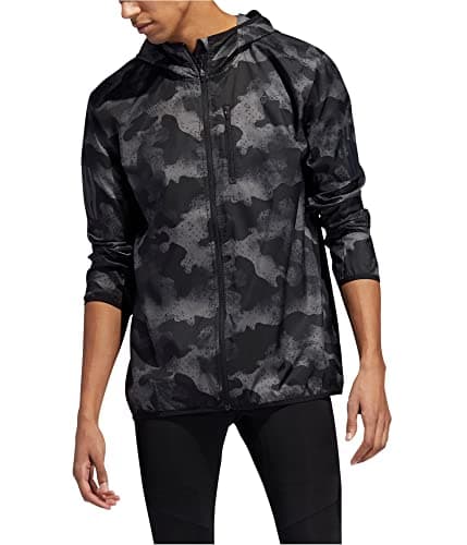 Image of adidas Men's Own the Run Hooded Jacket, Grey/Grey/Black, S