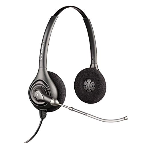 Image of Plantronics SupraPlus HW261/A Wideband Binaural Voice Tube Headset - Black (Renewed)