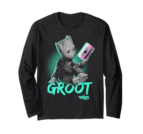 Image of Marvel Guardians Of The Galaxy Groot Tape Portrait Long Sleeve T-Shirt