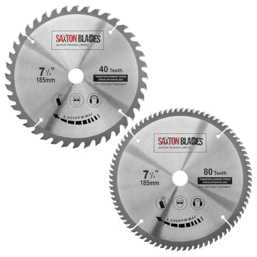 Image of TCT Circular Saw Blades 185mm x 40 & 80T x 20mm Bore (16mm ring) fits Evolution Bosch Makita etc (Pack of 2)