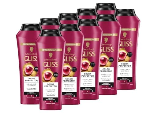 Image of Gliss Kur Gliss Colour Perfector Shampoo (10 x 250 ml), Hair Shampoo with Hyaluronic Complex and Cranberry Extract, Colour Shampoo for Coloured, Highlighted and Coloured Hair