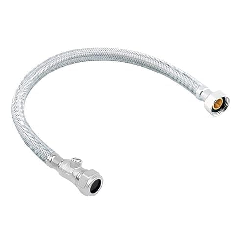 Image of 15mm x 1/2" 500mm Flexible Isolating Tap Hose WRAS (Known as Flexible tap connectors / 22mm Flexible tap Connector Also Available in 15mm, 22mm, 1/2 inch, 3/4 inch, 150mm, 300mm and 500mm)