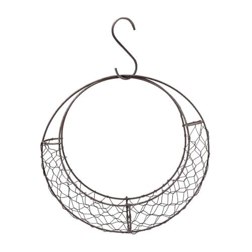 Image of 2 Pcs Round Wire Wreath Frame, Moon Shaped Metal Hanging Planter Plant Holder, Flower Basket, Succulent Pot Decor, Wall Plant Stand for Indoor Outdoor Use