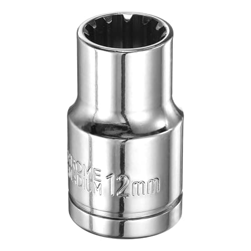 Image of sourcing map 12 Point Socket 1/2" Drive by 12mm Metric Shallow Socket Chrome Vanadium Steel 12-Point Standard Sockets Mechanic Hand Tool for Car Repair Mechanical Maintenance Home Use