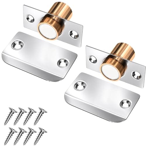 Image of Magnetic Door Catches for Internal Doors 2 Pack Roller Adjustable Ball Latches Spring Ball Bearing Cupboard Closet Top (Silvery)