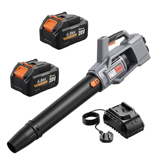 Image of Outsunny Leaf Blower Cordless with 2 x 4000mAh Batteries & Charger, 36V Lightweight Garden Blower with 1000W Brushless Motor, Turbo Boost and 3 Speed Levels for Leaves, Snow, Dust, Debris Removal